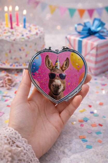 Heart-Shaped Compact Mirror – Custom Printed Personalised Pocket Mirror