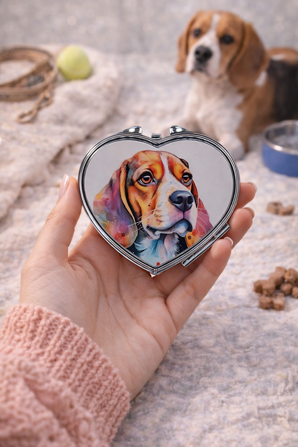 Heart-Shaped Compact Mirror – Custom Printed Personalised Pocket Mirror