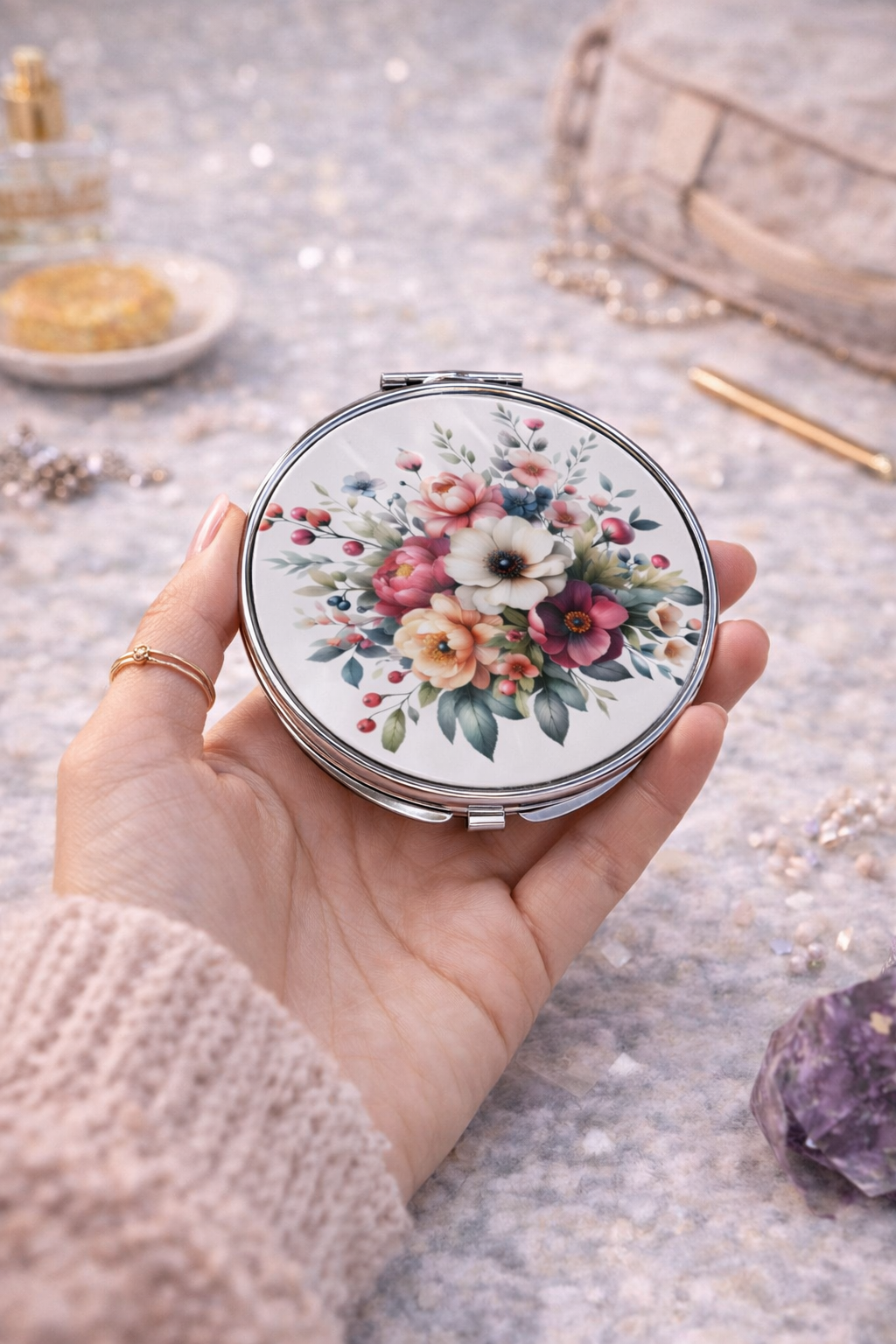 Round Compact Mirror – Custom Printed Personalised Pocket Mirror