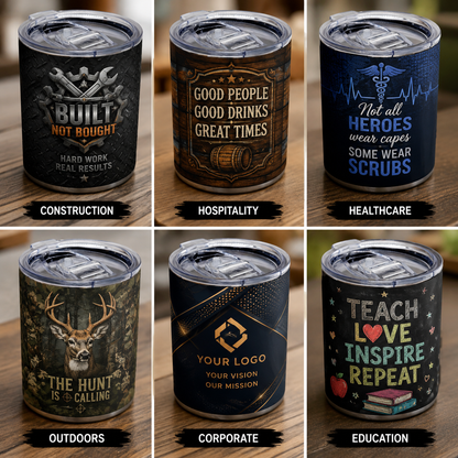 Custom Printed Whiskey Tumbler – 12oz Stainless Steel