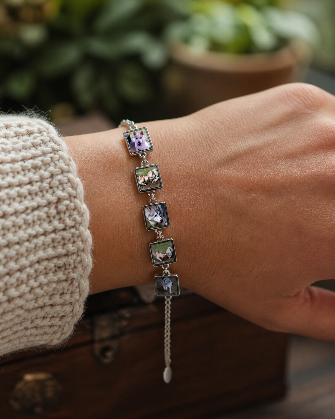 Custom Photo Bracelet | Personalised Stainless Steel Charm Bracelet | Memory Jewellery Gift