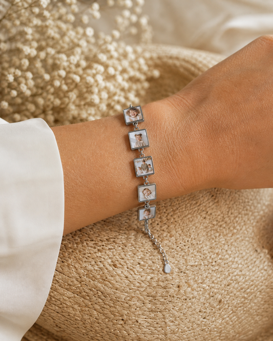 Custom Photo Bracelet | Personalised Stainless Steel Charm Bracelet | Memory Jewellery Gift