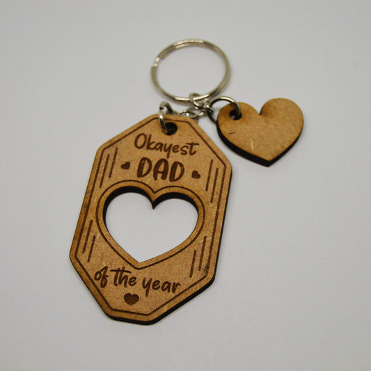 Father's Day Keyring with Charm - Okayest Dad