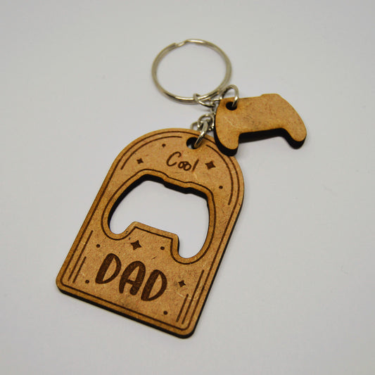 Father's Day Keyring with Charm - Cool Dad