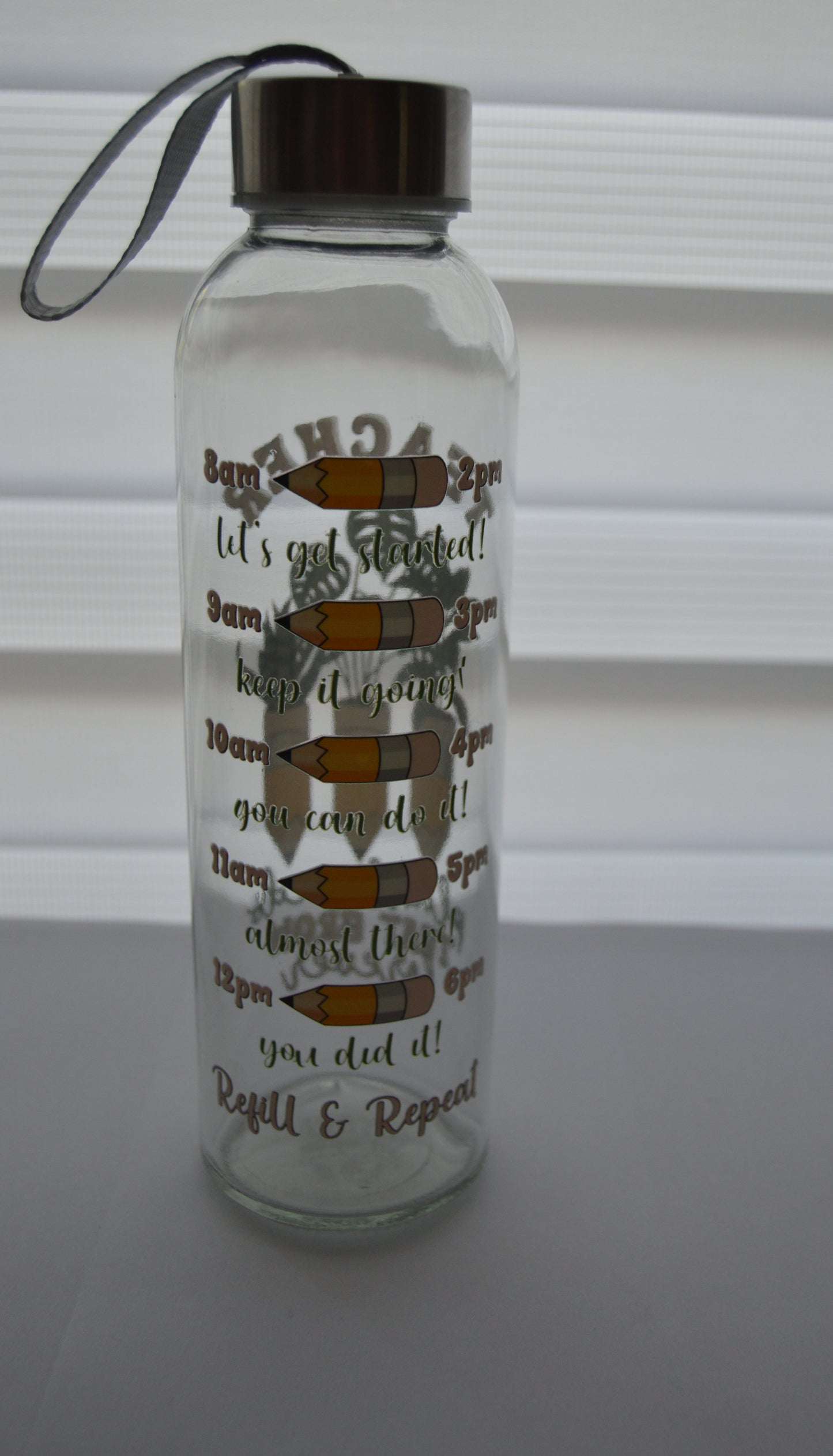 Glass Water bottle with UV DTF sticker