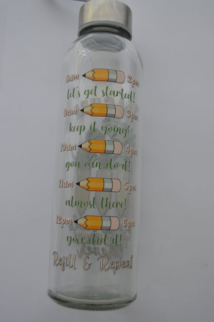 Glass Water bottle with UV DTF sticker