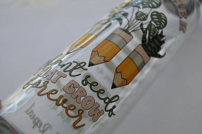 Glass Water bottle with UV DTF sticker