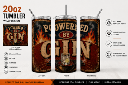 Premium 20oz Straight Tumbler Wrap Design - Powered by Bundle (includes 8 designs)