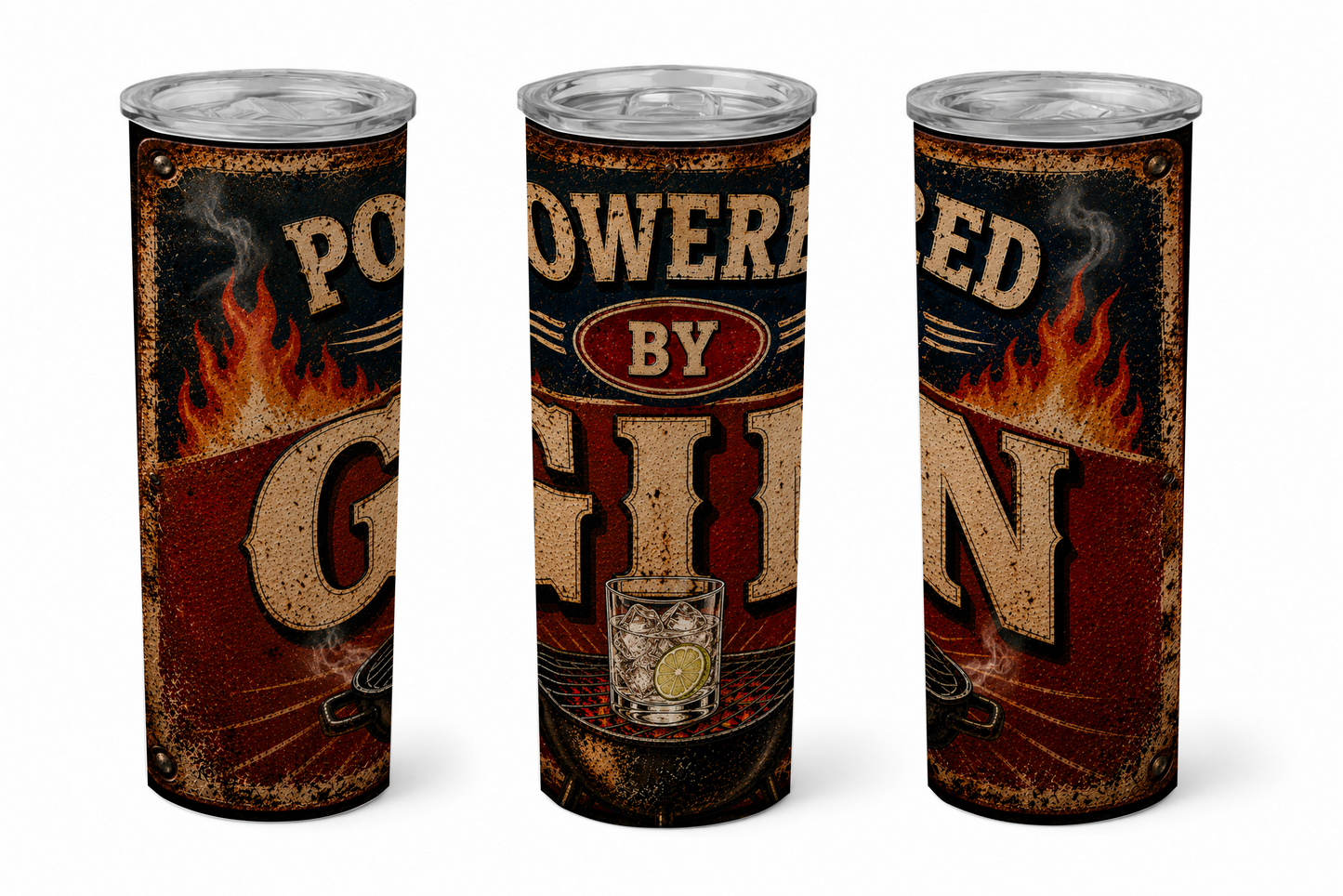 Premium 20oz Straight Tumbler Wrap Design - Powered by Gin