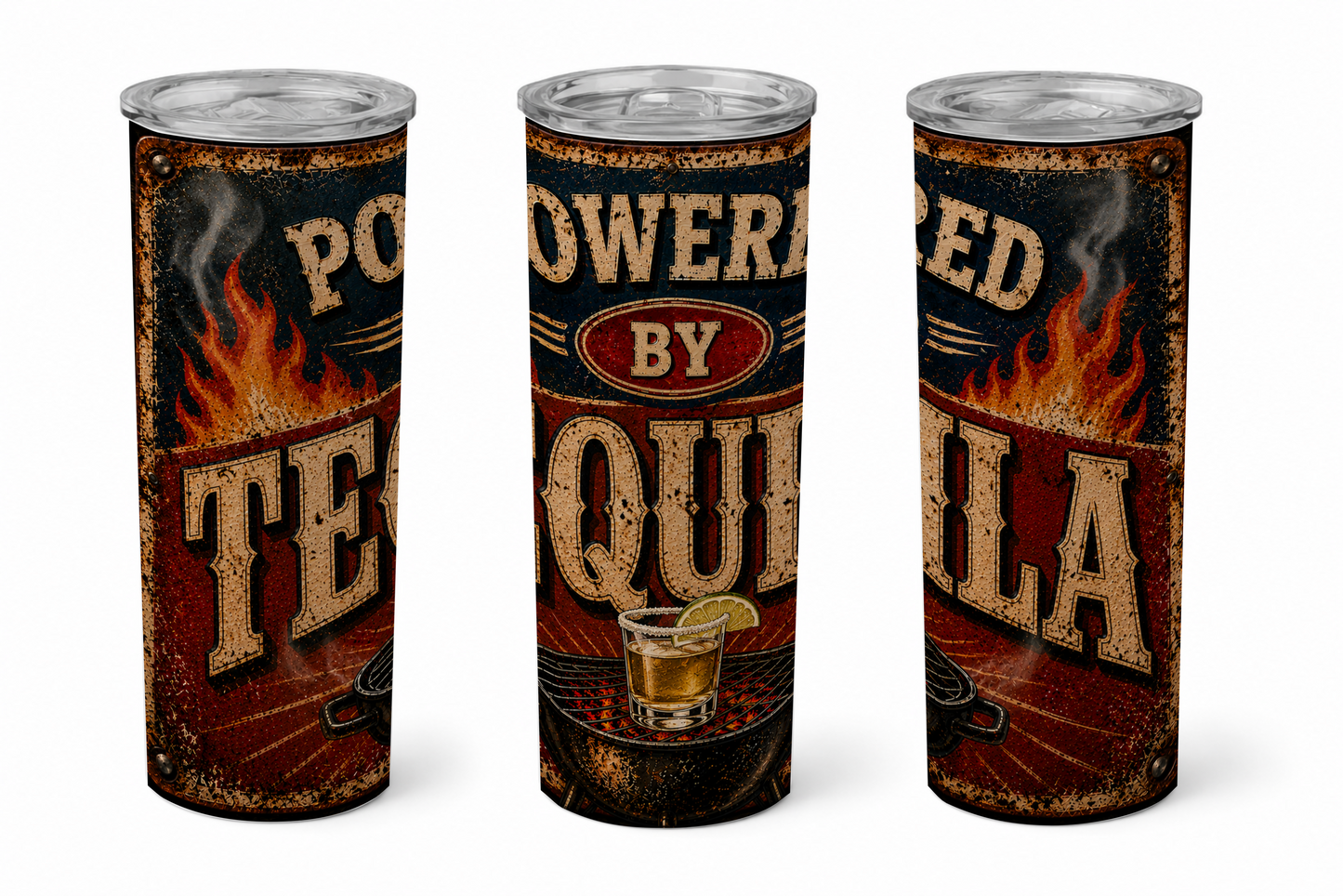 Premium 20oz Straight Tumbler Wrap Design - Powered by Tequila