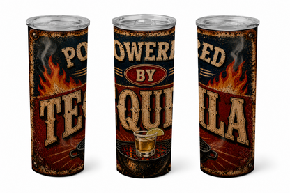 Premium 20oz Straight Tumbler Wrap Design - Powered by Tequila