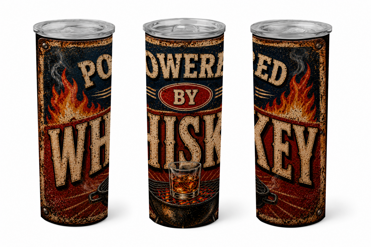 Premium 20oz Straight Tumbler Wrap Design - Powered by Whiskey