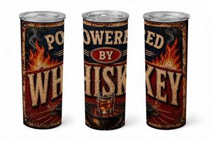 Premium 20oz Straight Tumbler Wrap Design - Powered by Whiskey