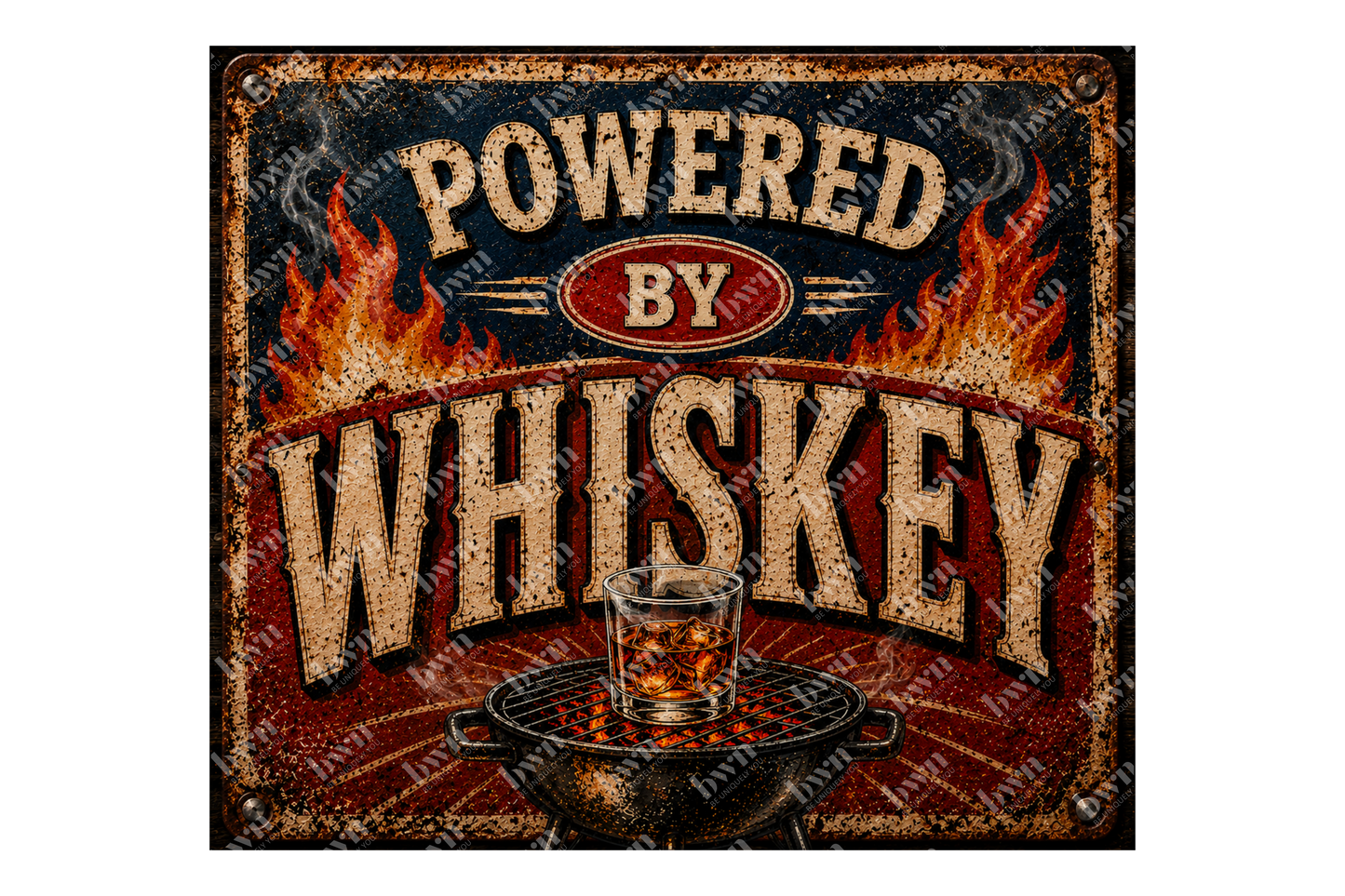 Premium 20oz Straight Tumbler Wrap Design - Powered by Whiskey