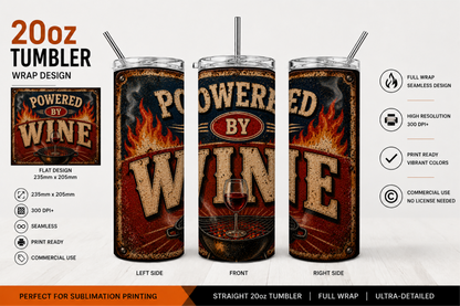 Premium 20oz Straight Tumbler Wrap Design - Powered by Bundle (includes 8 designs)