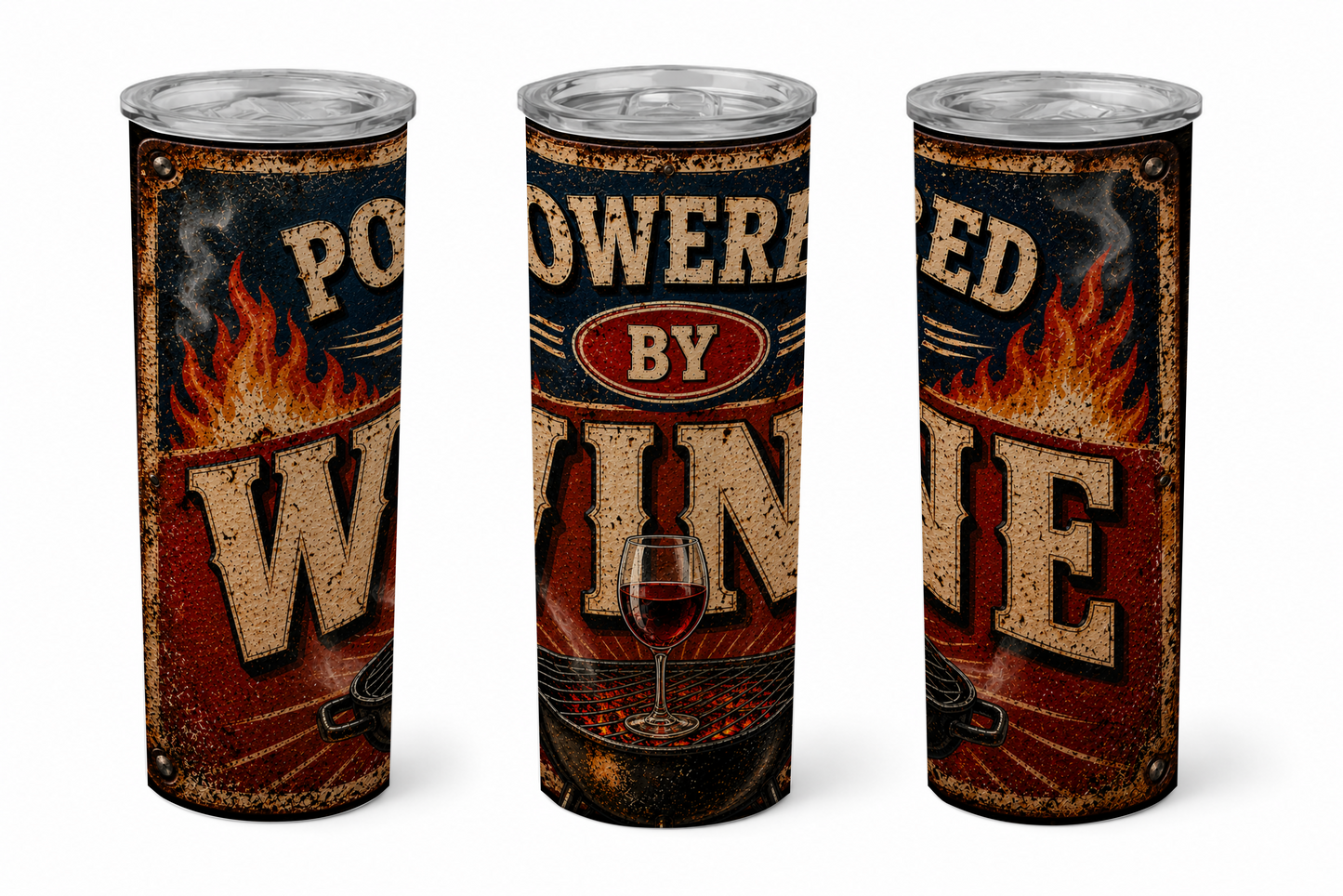 Premium 20oz Straight Tumbler Wrap Design - Powered by Wine