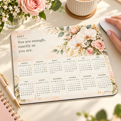 Already Enough 2027 Calendar Mousepad – lifestyle view