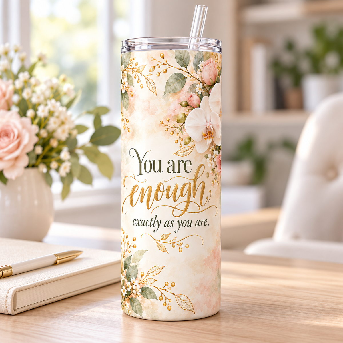 Already Enough 20oz Tumbler – desk view