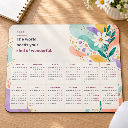 Authentically You 2027 Calendar Mousepad – desk view