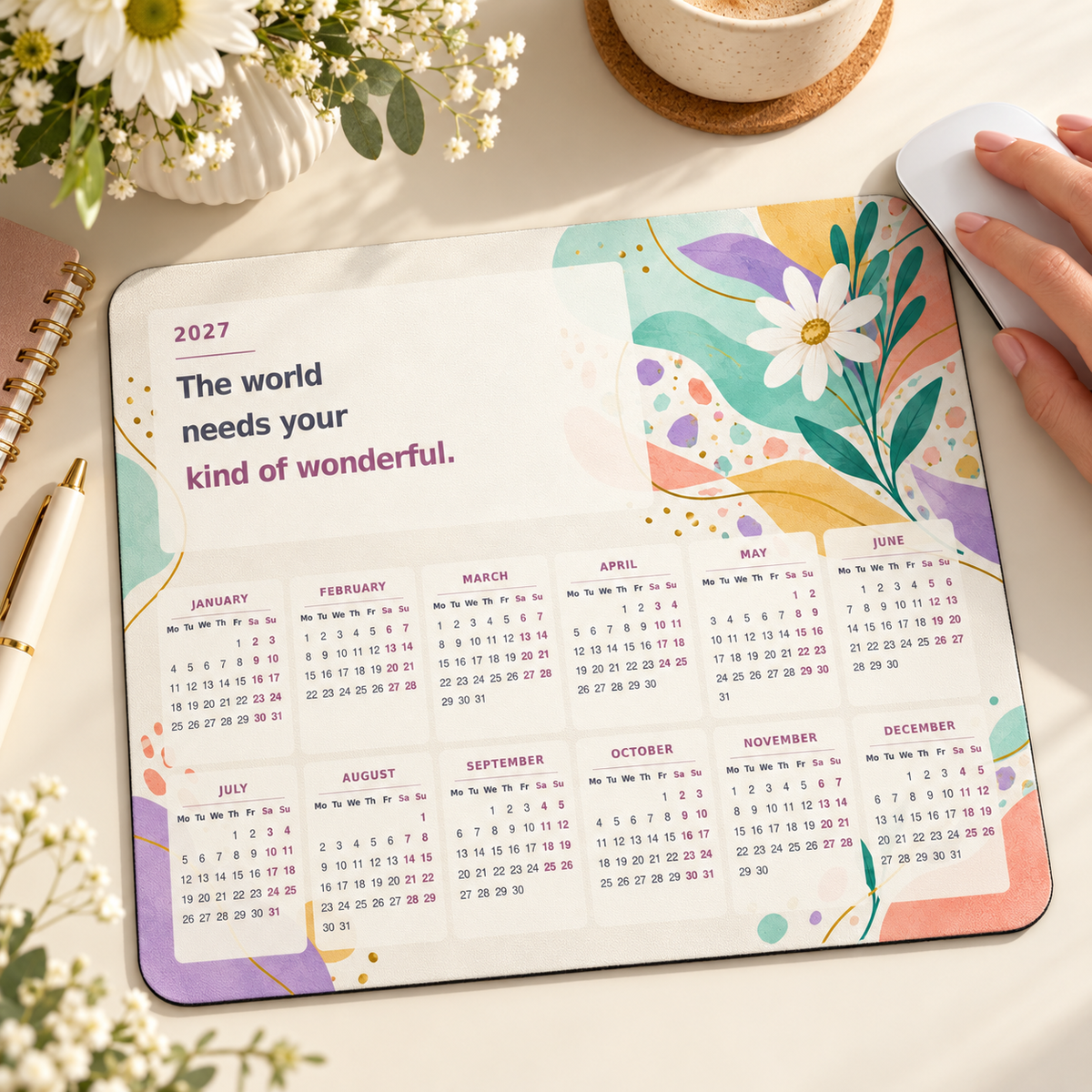 Authentically You 2027 Calendar Mousepad – lifestyle view