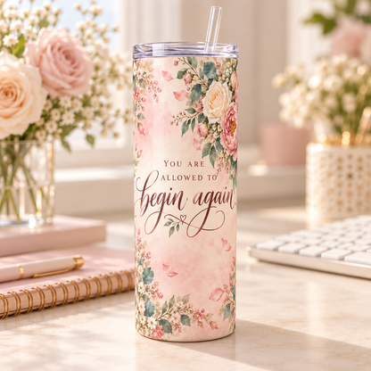 Blush Beginnings 20oz Tumbler – desk view