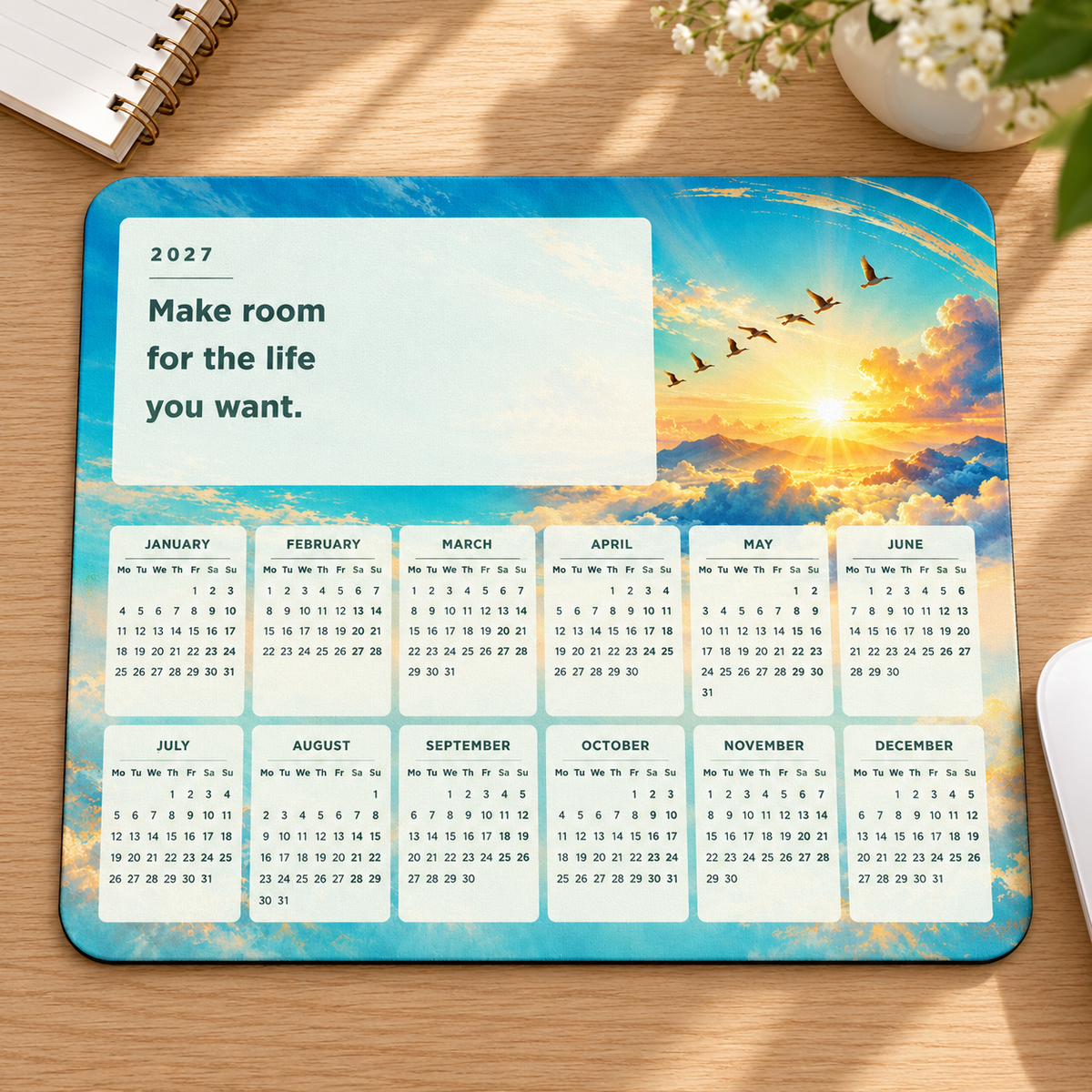 Boundless Possibility 2027 Calendar Mousepad – desk view