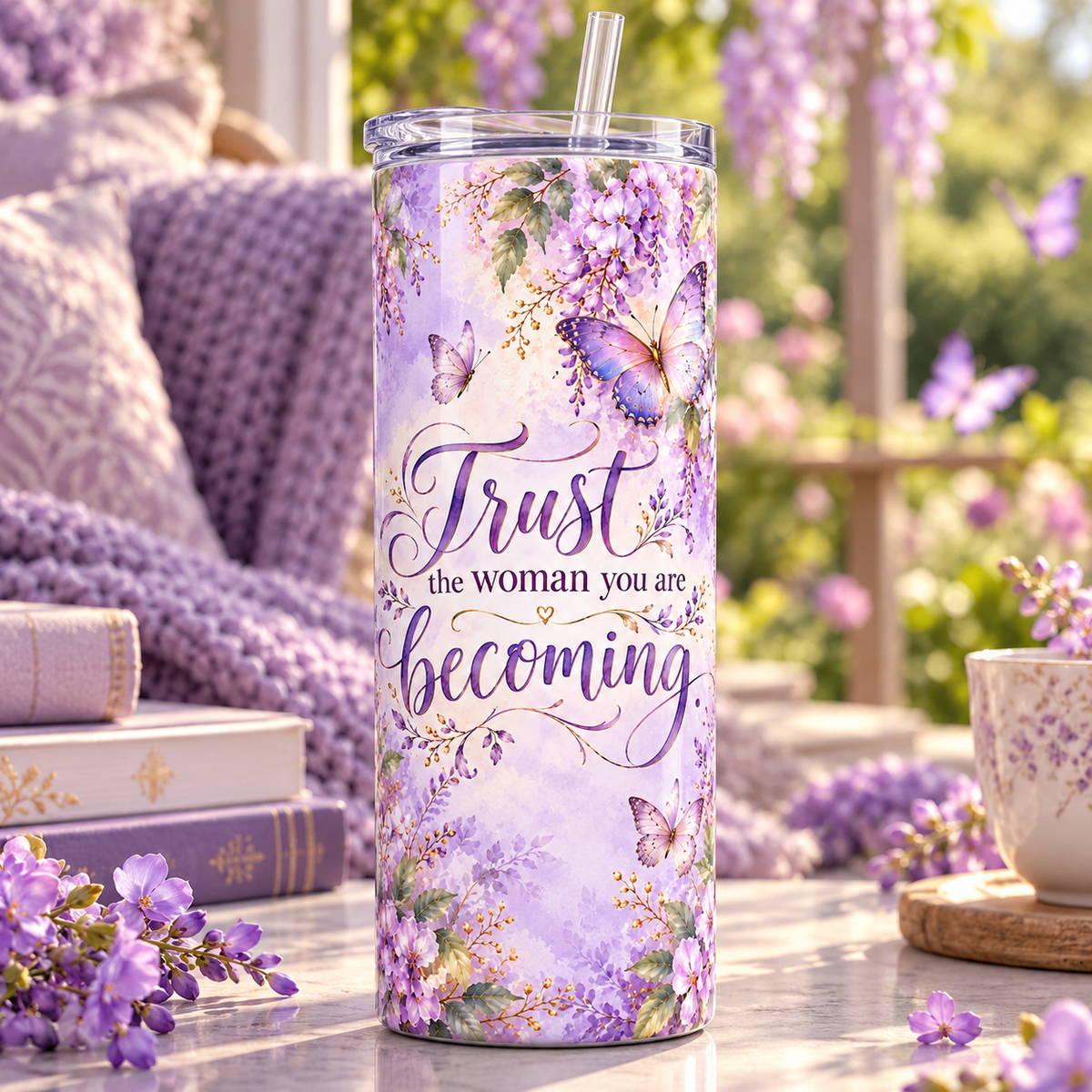 Butterfly Becoming 20oz Tumbler – lifestyle view