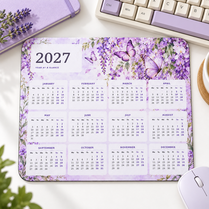 Butterfly Lilac 2027 Calendar Mousepad – desk view