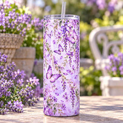 Butterfly Lilac 20oz Tumbler – lifestyle view
