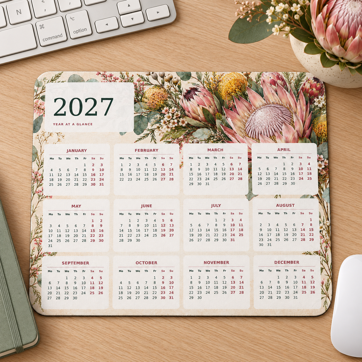 Cape Fynbos 2027 Calendar Mousepad – desk view