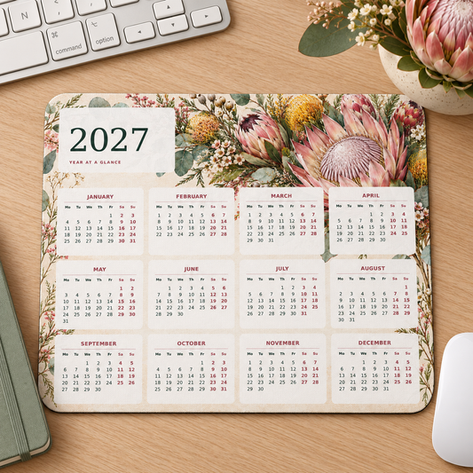 Cape Fynbos 2027 Calendar Mousepad – desk view