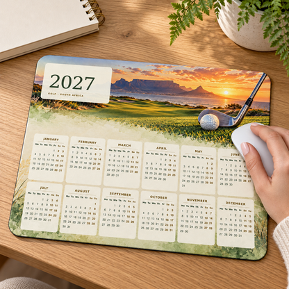 Cape Golf Sunset 2027 Calendar Mousepad – lifestyle view