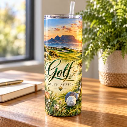 Cape Golf Sunset 20oz Tumbler – desk view