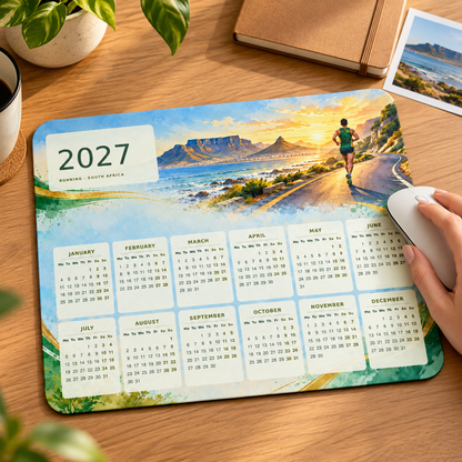 Cape Road Runner 2027 Calendar Mousepad – lifestyle view