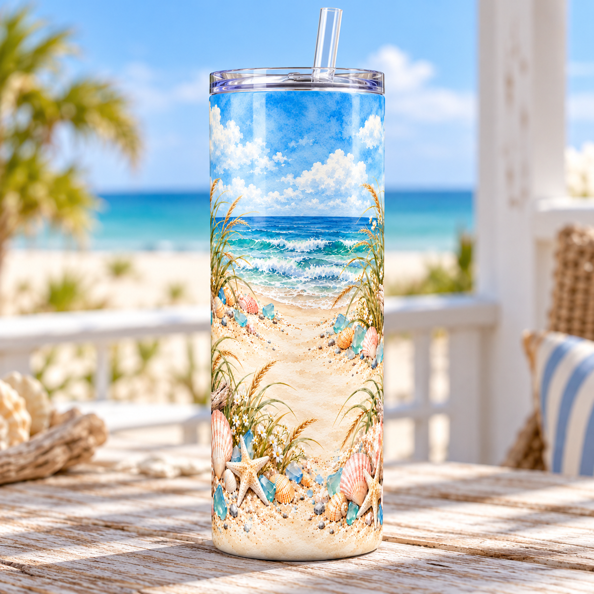 Coastal Shells 20oz Tumbler – lifestyle view