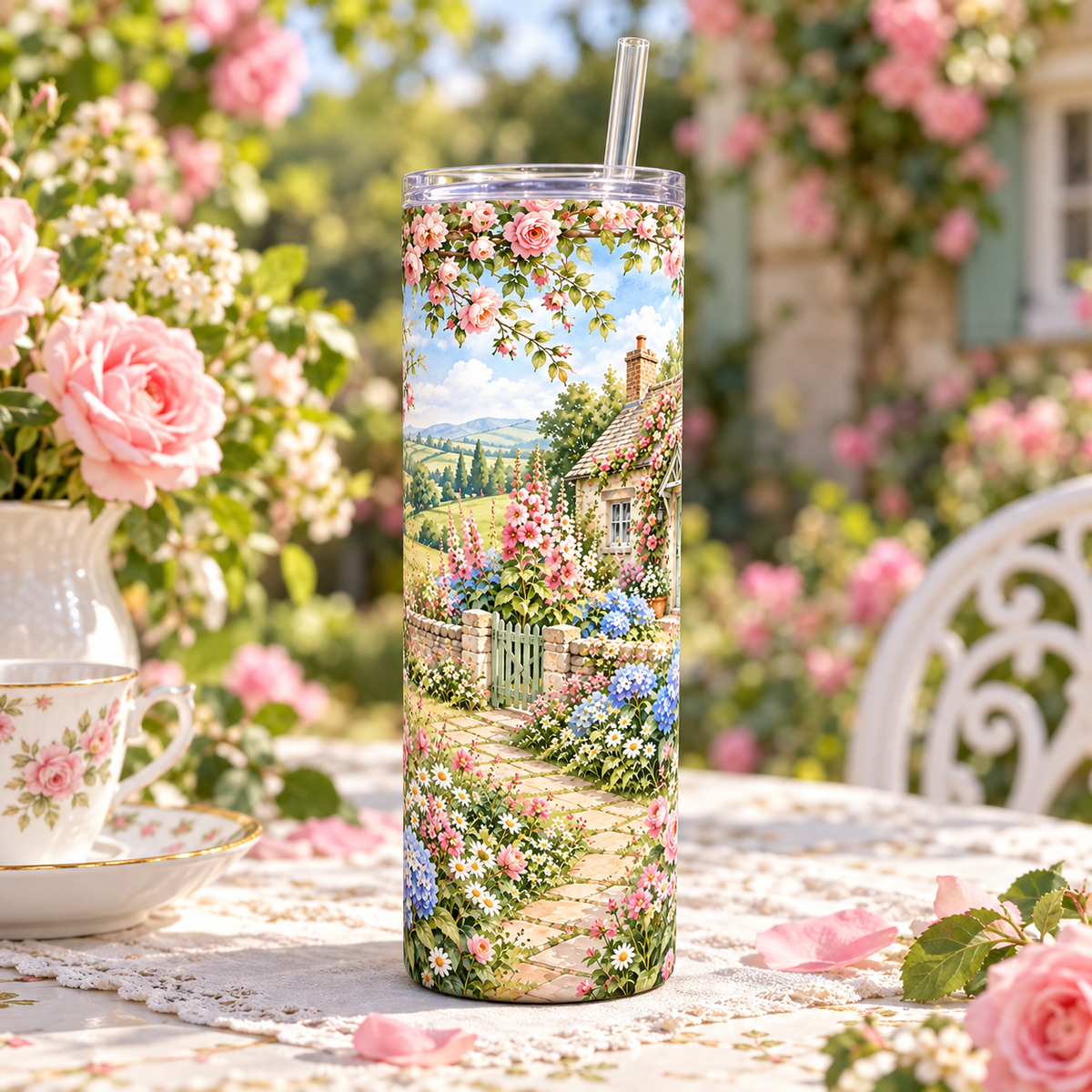 Cottage Garden 20oz Tumbler – lifestyle view