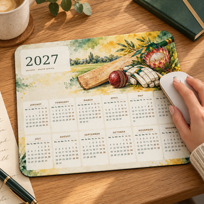Cricket Heritage 2027 Calendar Mousepad – lifestyle view
