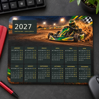 Dirt Kart Racing 2027 Calendar Mousepad – desk view