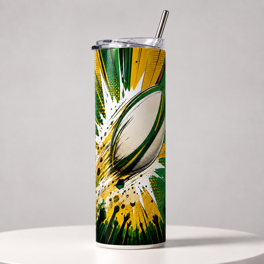 Emerald and Gold Rugby Burst – 20oz Tumbler product mockup