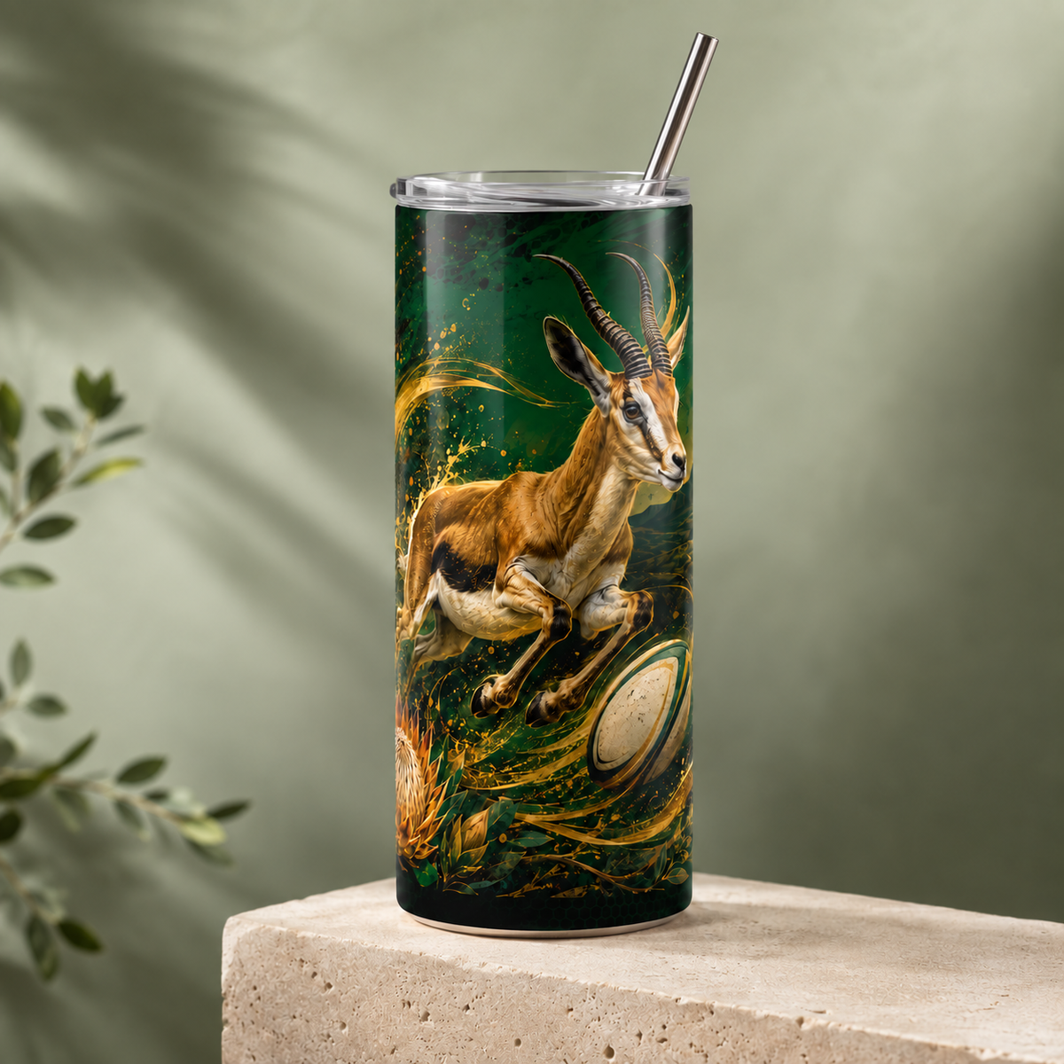 Emerald Springbok Rugby Charge – 20oz Tumbler product mockup