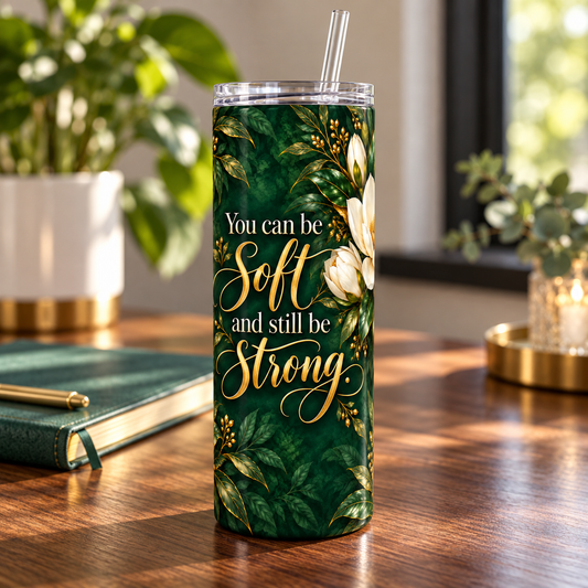 Emerald Strength 20oz Tumbler – desk view