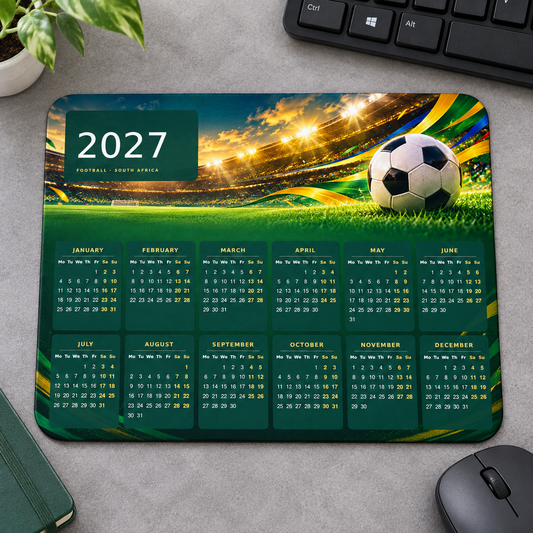 Football Stadium 2027 Calendar Mousepad – desk view