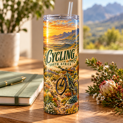 Fynbos Trail Cycling 20oz Tumbler – desk view
