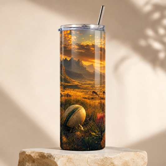 Golden Savanna Rugby Sunset – 20oz Tumbler product mockup