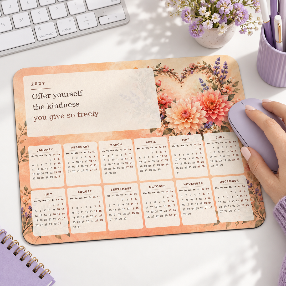 Kindness Within 2027 Calendar Mousepad – lifestyle view