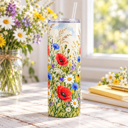 Meadow Wildflowers 20oz Tumbler – desk view