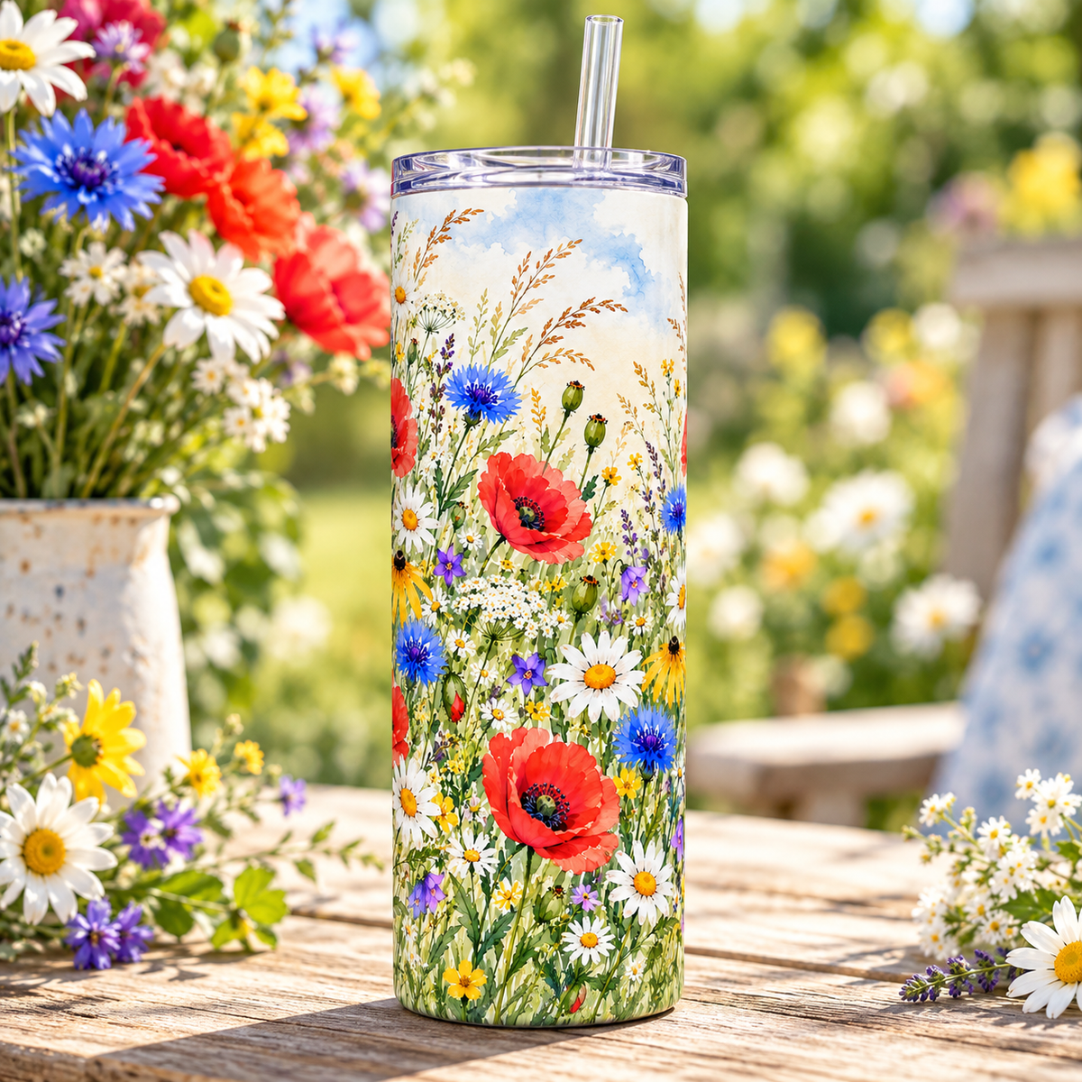 Meadow Wildflowers 20oz Tumbler – lifestyle view