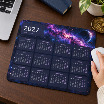 Midnight Galaxy 2027 Calendar Mousepad – lifestyle view
