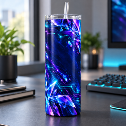 Neon Circuit 20oz Tumbler – desk view