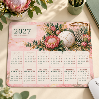 Netball And Proteas 2027 Calendar Mousepad – desk view